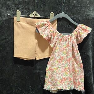 Toddler Girls Size 4T Isaac Mizrahi Floral Off-Shoulder Top and Shorts Set